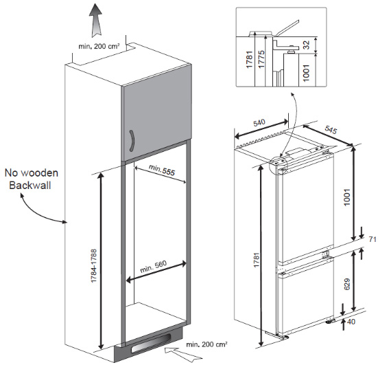 CUCINE嵌入式冰箱AT300b/2产品使用安装攻略